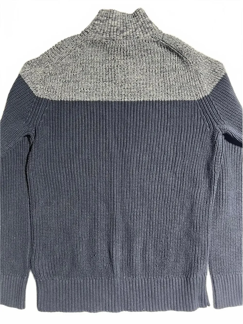 Banana Republic Men's Medium Navy and Gray Ribbed Knit Button-Up Sweater
